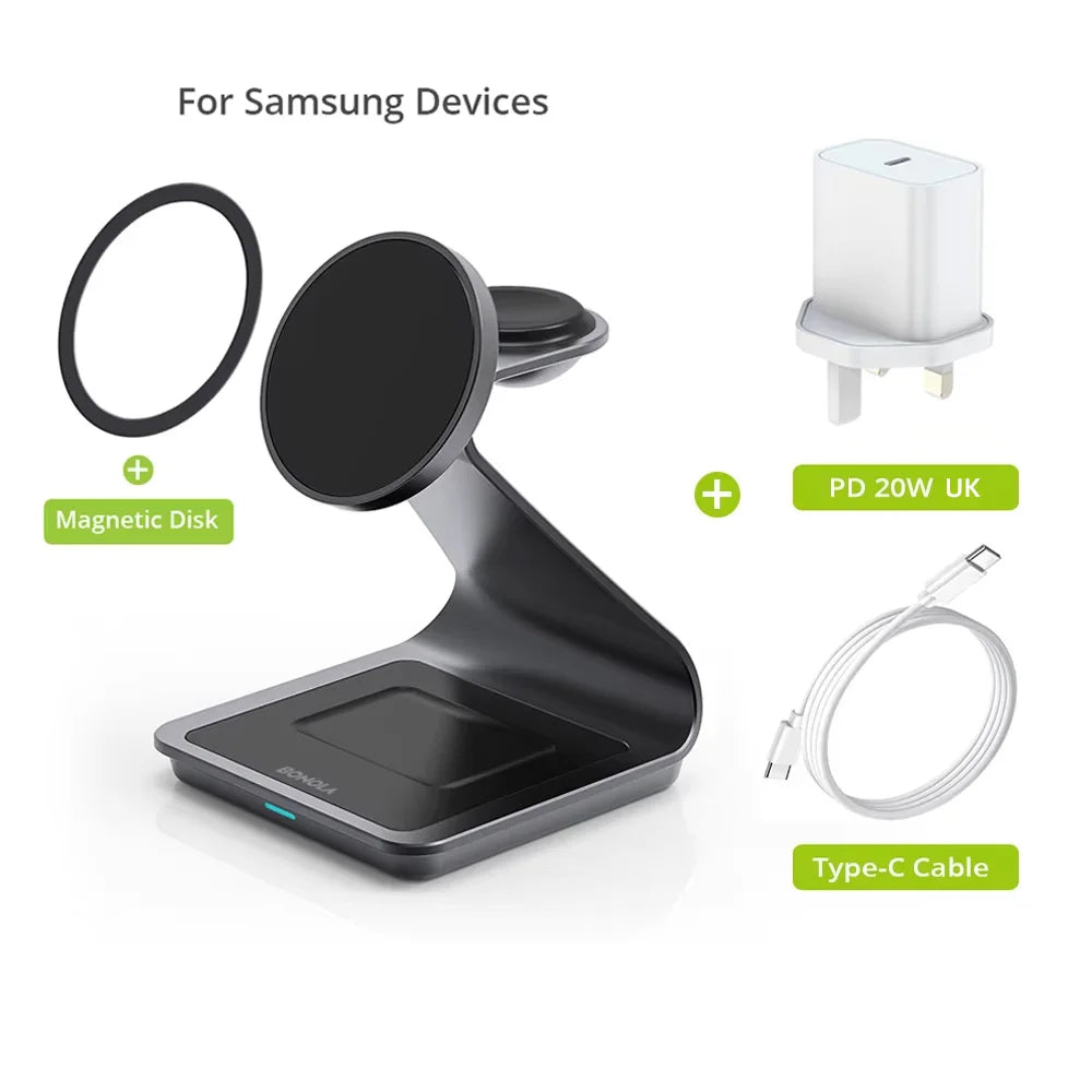 Magnetic 3 in 1 Wireless Charger Station