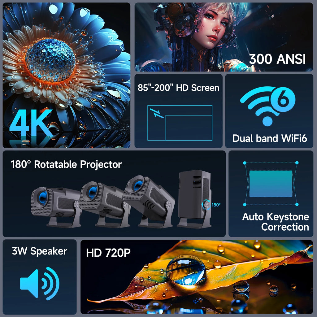 Portable 180° Rotable Projector