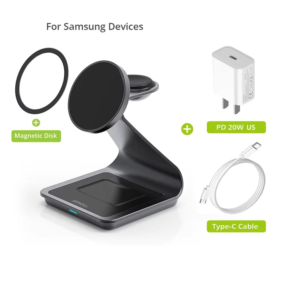 Magnetic 3 in 1 Wireless Charger Station