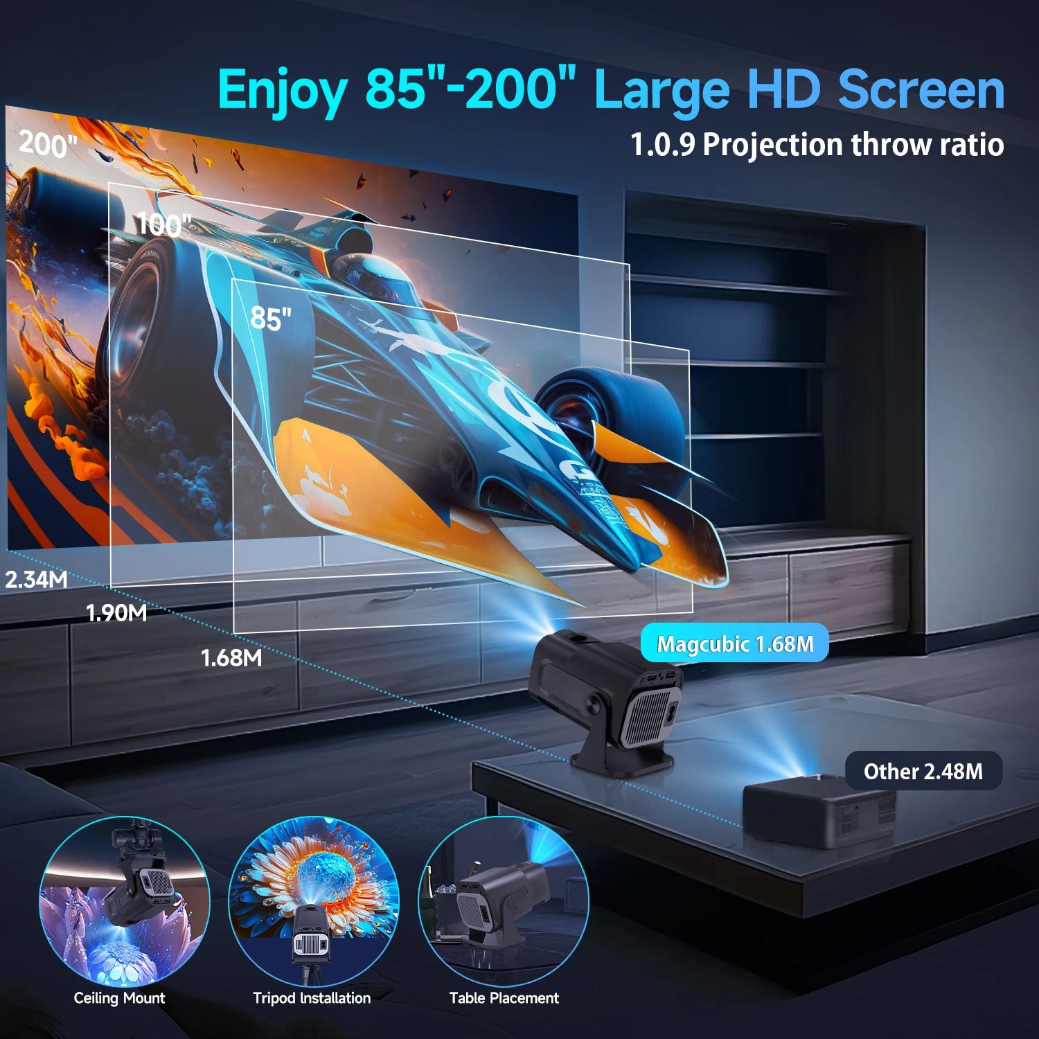 Portable 180° Rotable Projector