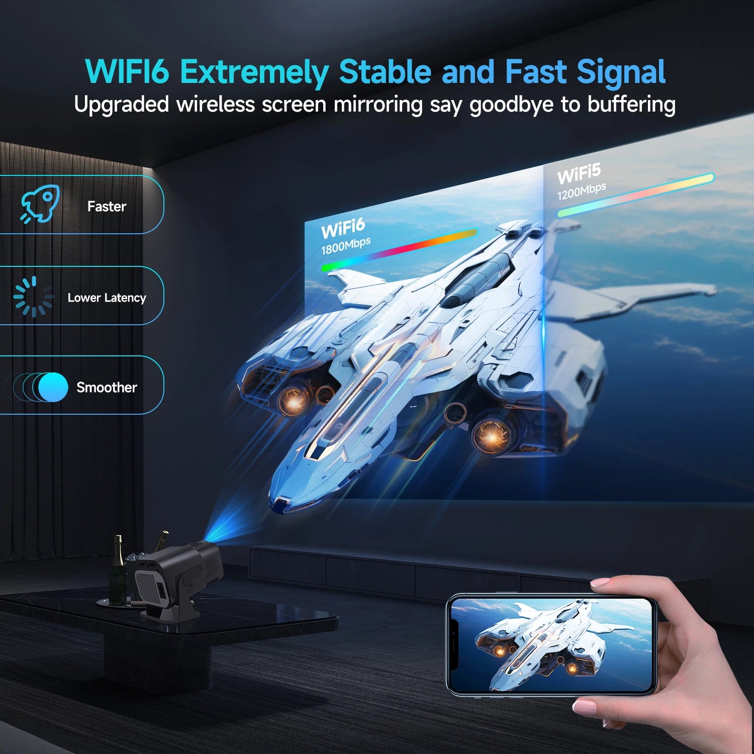 Portable 180° Rotable Projector