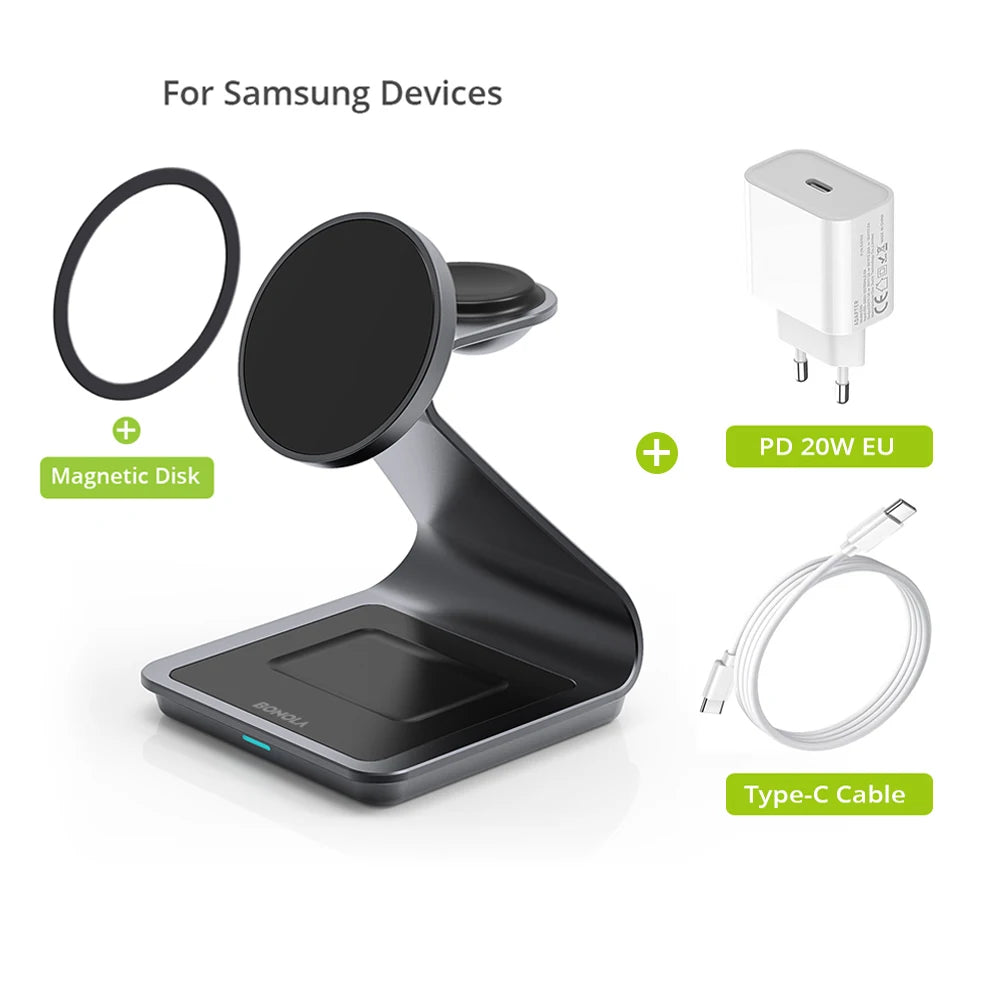 Magnetic 3 in 1 Wireless Charger Station
